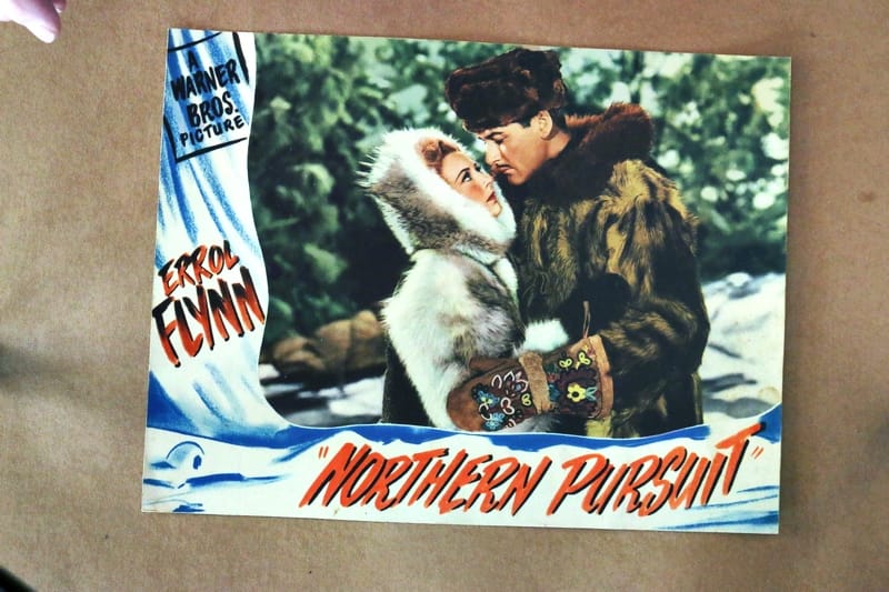 Northern Pursuit 1943 title original lobby card trimmed X Marks The Shop