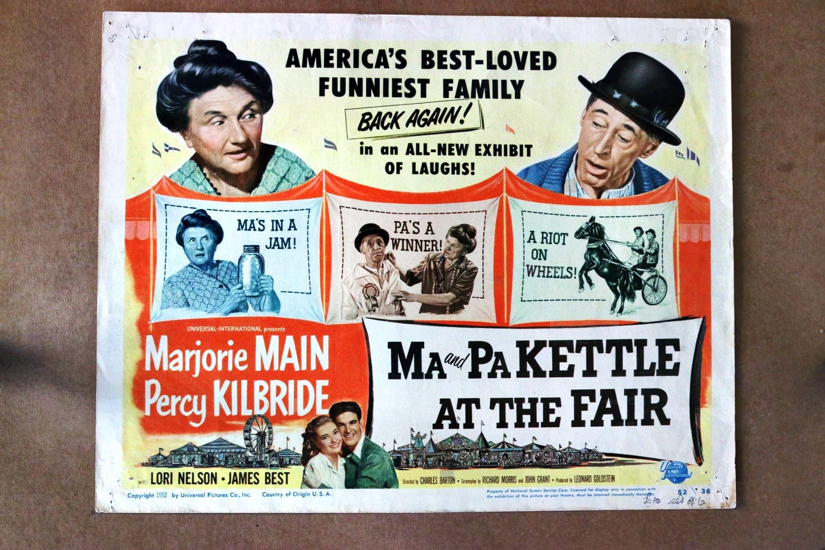ORIGINAL LOBBY CARD - MA AND PA KETTLE AT THE FAIR - 1952 - title card ...