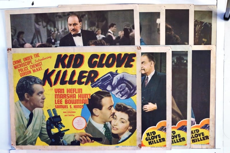 ORIGINAL LOBBY CARDS KID GLOVE KILLER 1942 set of 8 Van Heflin