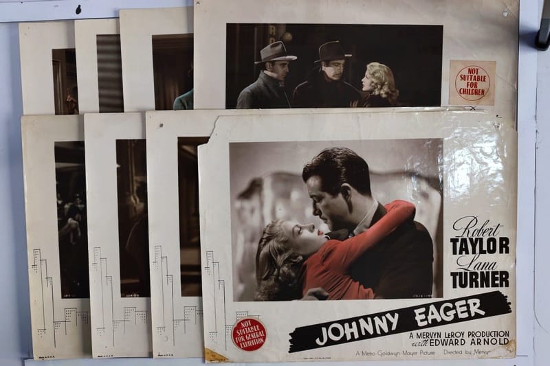 Original Lobby Cards Johnny Eager 1941 Set Of 8 Robert Taylor Lana Turner Van Heflin