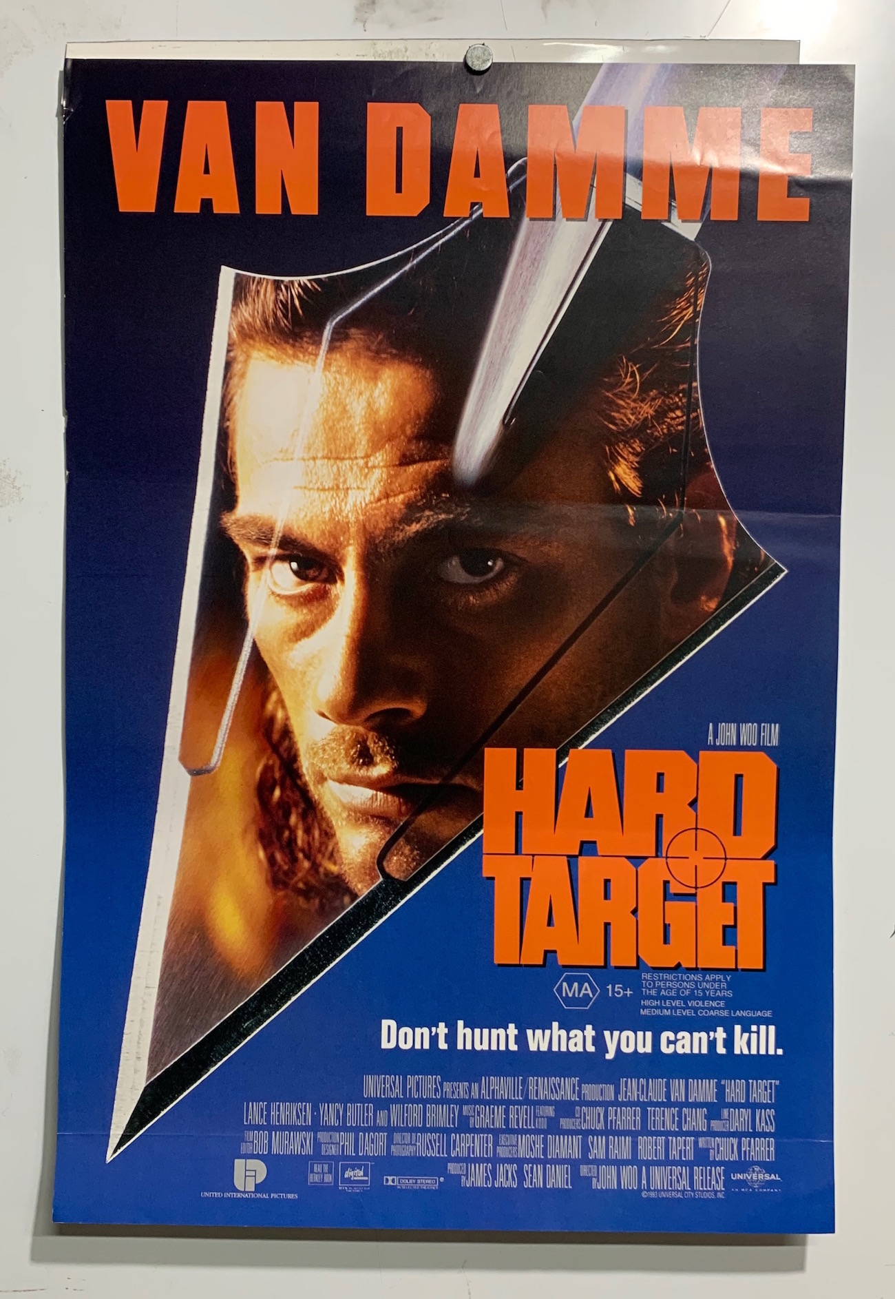 ORIGINAL DAYBILL MOVIE POSTER HARD TARGET VAN DAMME SMALL DAYBILL (B