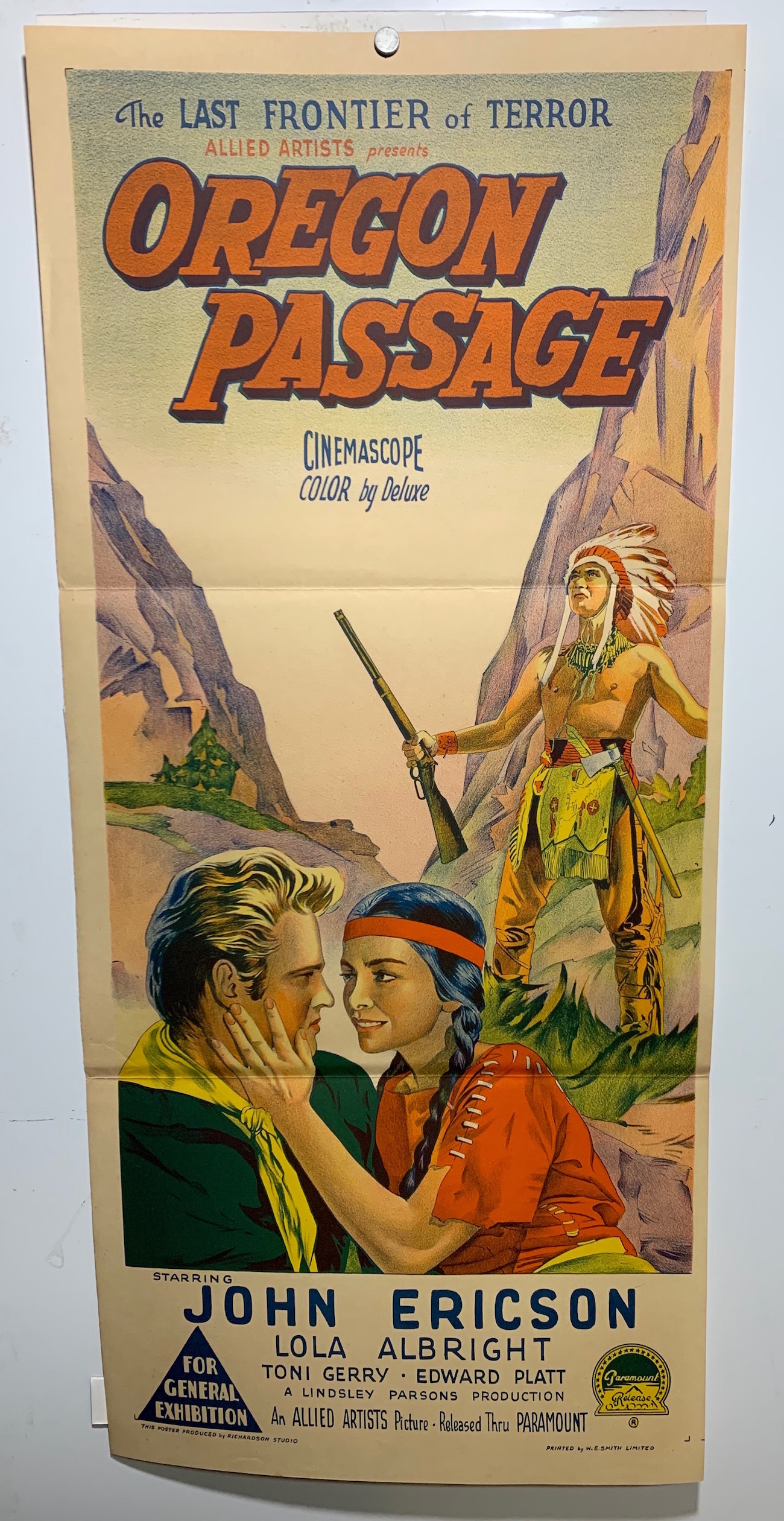 ORIGINAL DAYBILL MOVIE POSTER - OREGON PASSAGE - 1957 - Richardson ...