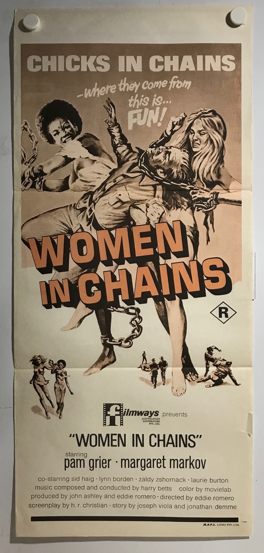 ORIGINAL DAYBILL MOVIE POSTER WOMEN IN CHAINS Chicks in chains X