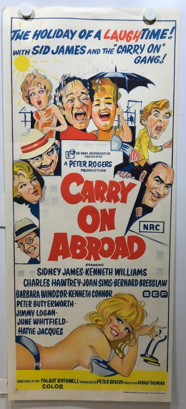 ORIGINAL DAYBILL MOVIE POSTER CARRY ON ABROAD The holiday of a