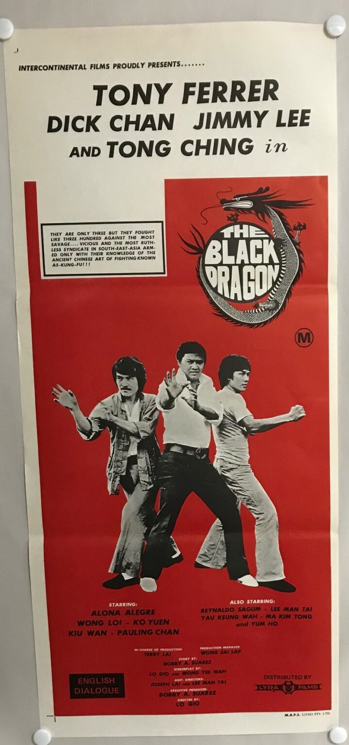 ORIGINAL DAYBILL MOVIE POSTER THE BLACK DRAGON 1974 X Marks The Shop